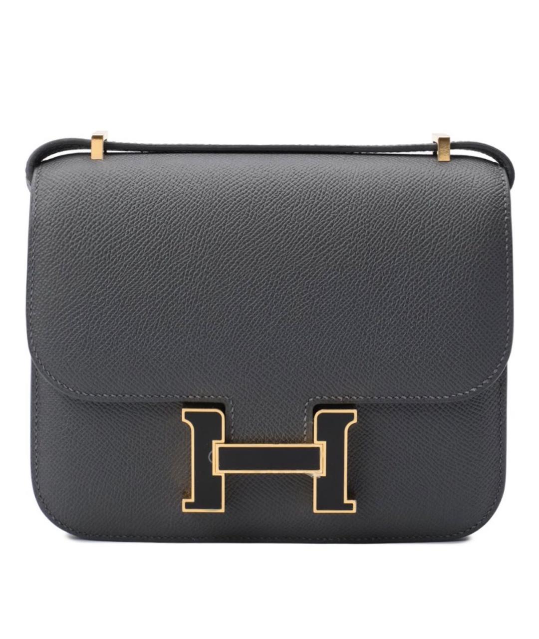 HERMES Антрацитовая кожаная сумка через плечо, фото 1