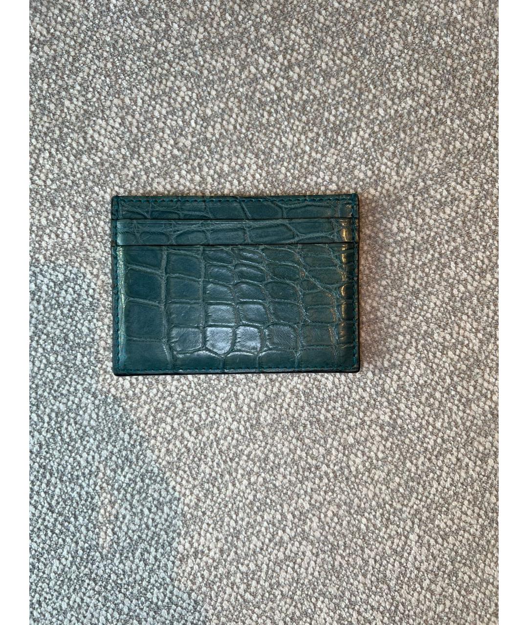 GUCCI Зеленый кардхолдер из кожи крокодила, фото 2