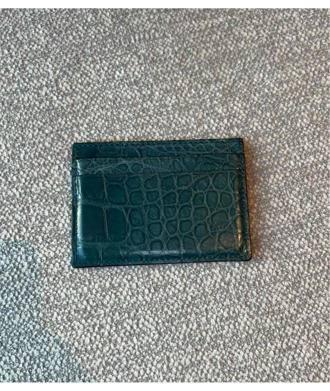 GUCCI Зеленый кардхолдер из кожи крокодила, фото 4