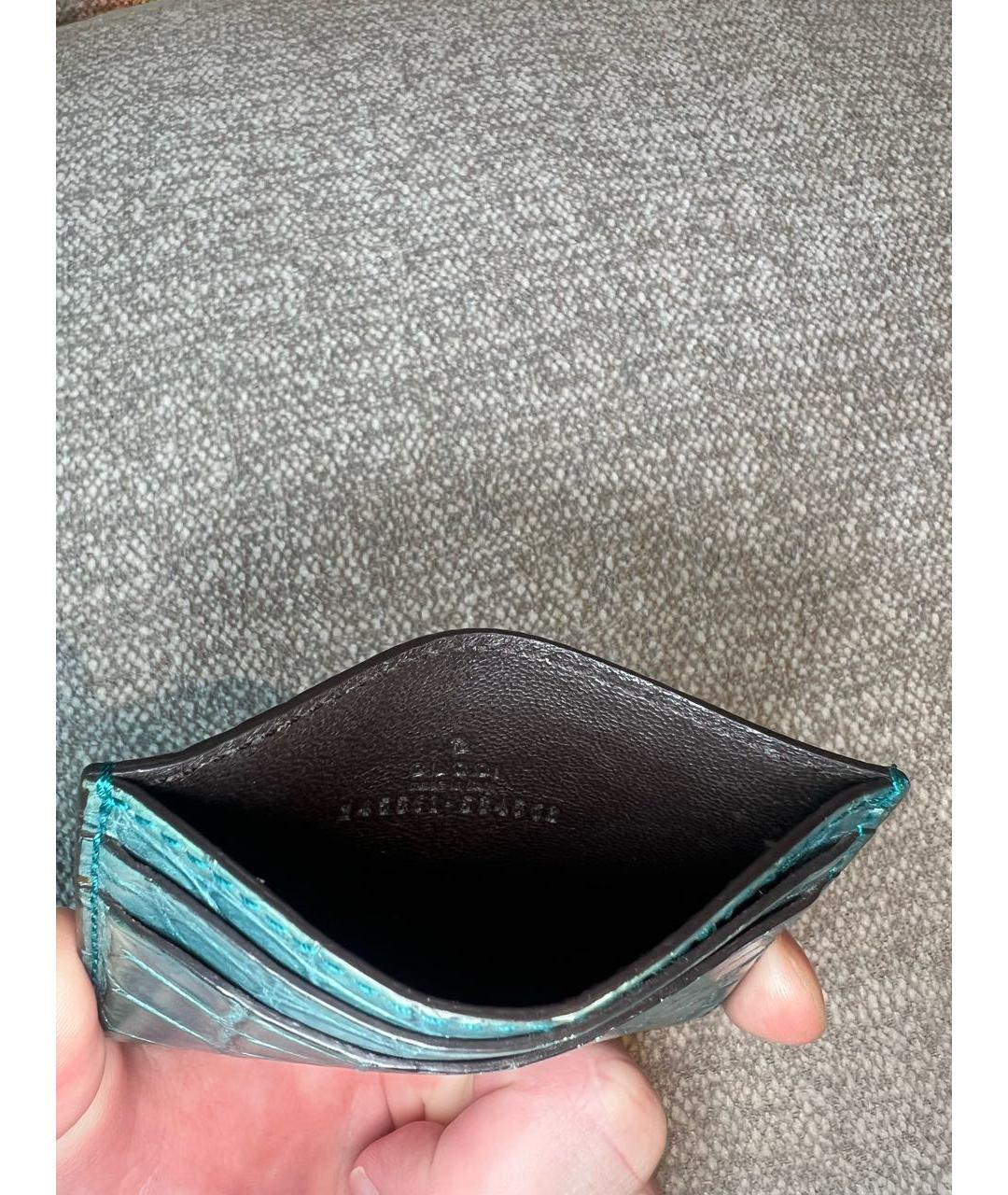 GUCCI Зеленый кардхолдер из кожи крокодила, фото 3