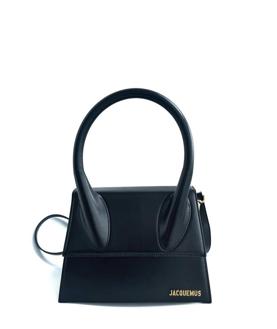 JACQUEMUS Черная кожаная сумка через плечо, фото 4