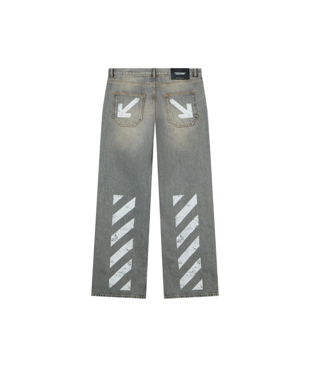 OFF-WHITE Синие хлопковые прямые джинсы, фото 2