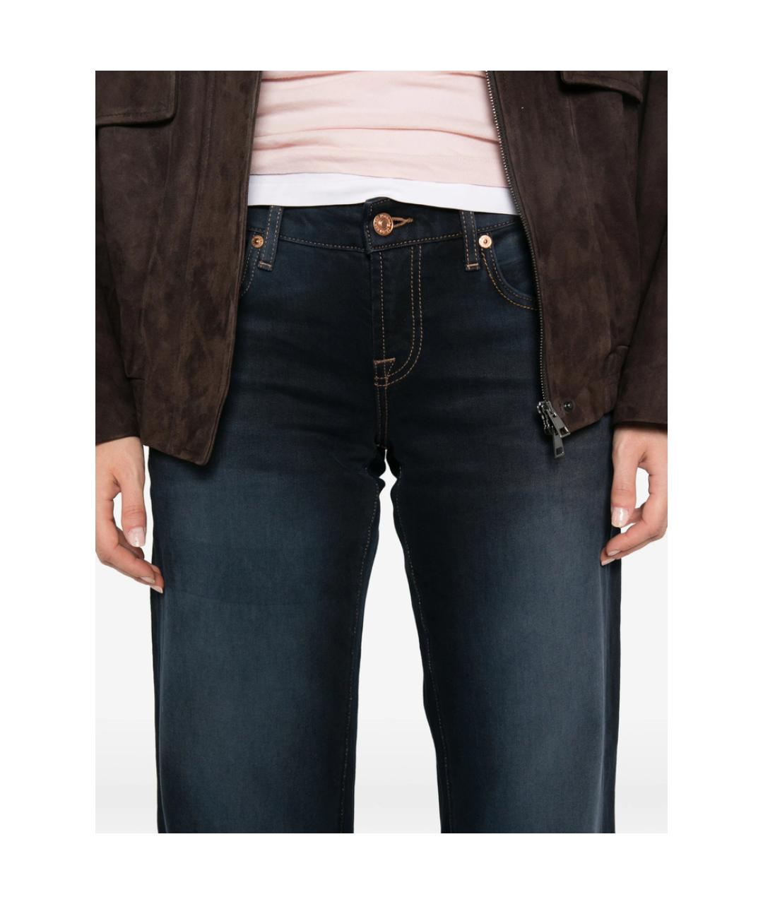 7 FOR ALL MANKIND Синие хлопковые прямые джинсы, фото 4
