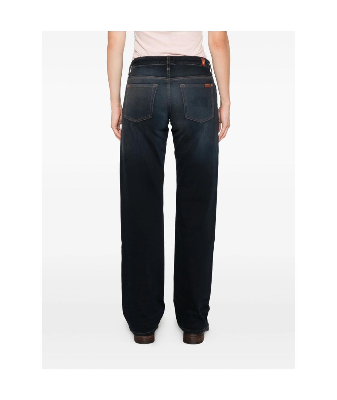 7 FOR ALL MANKIND Синие хлопковые прямые джинсы, фото 3