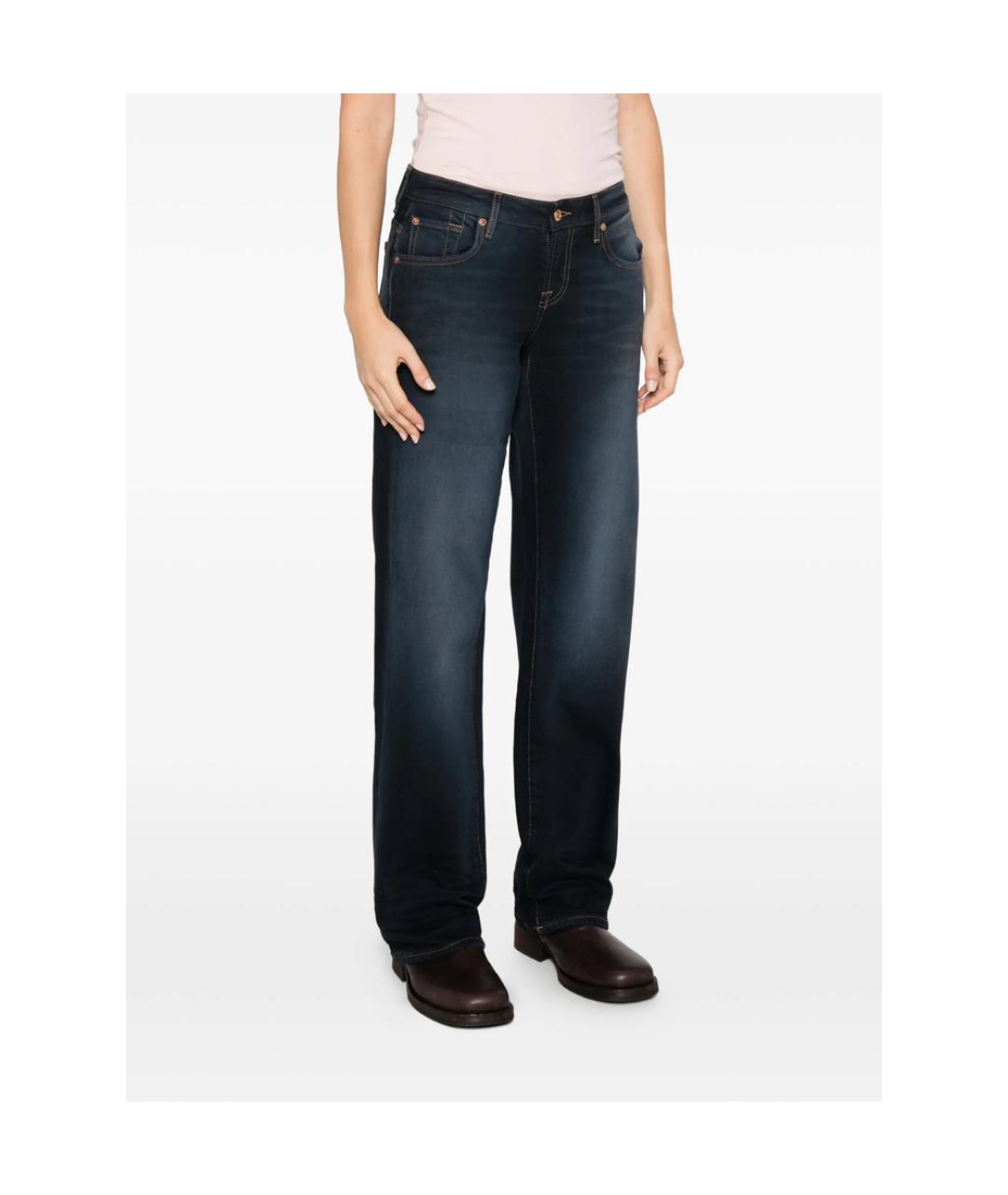 7 FOR ALL MANKIND Синие хлопковые прямые джинсы, фото 2