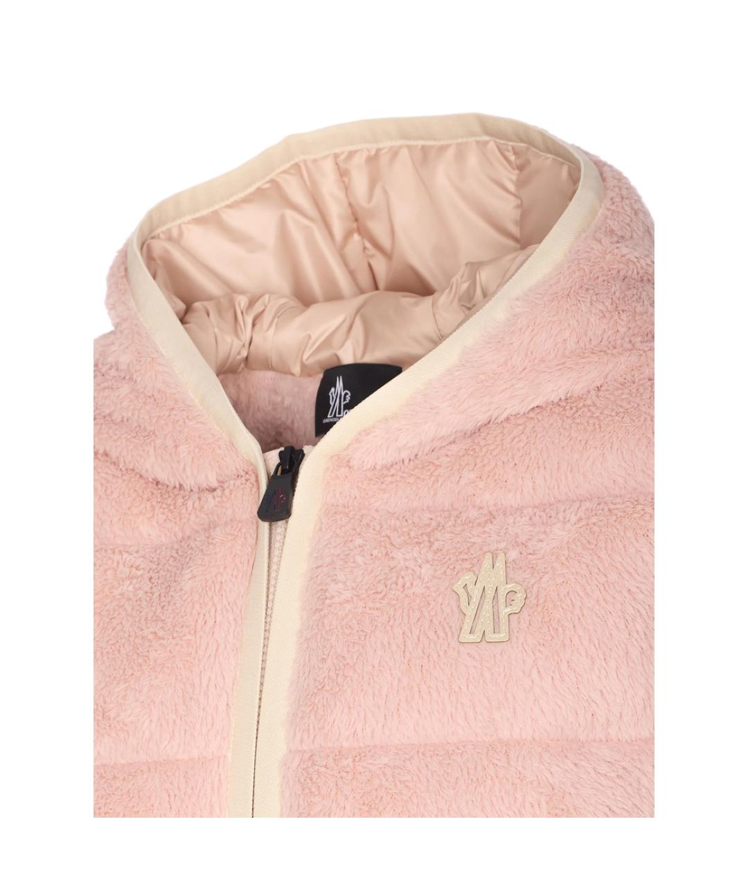 MONCLER GRENOBLE Розовый полиэстеровый пуховик, фото 4