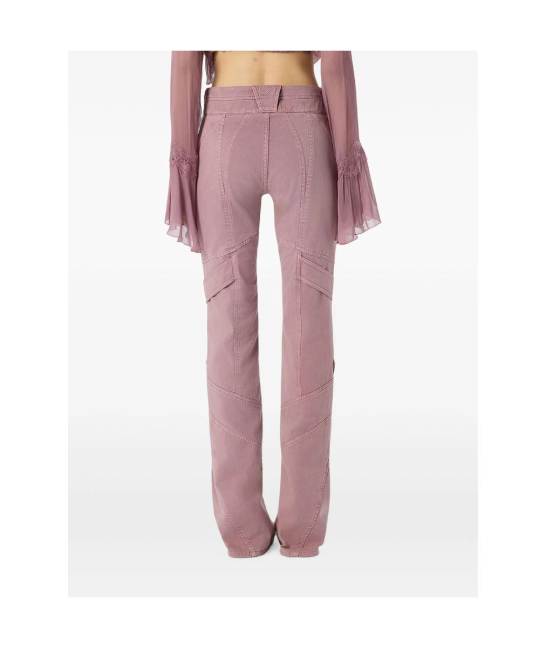 BLUMARINE Розовые хлопковые прямые брюки, фото 5