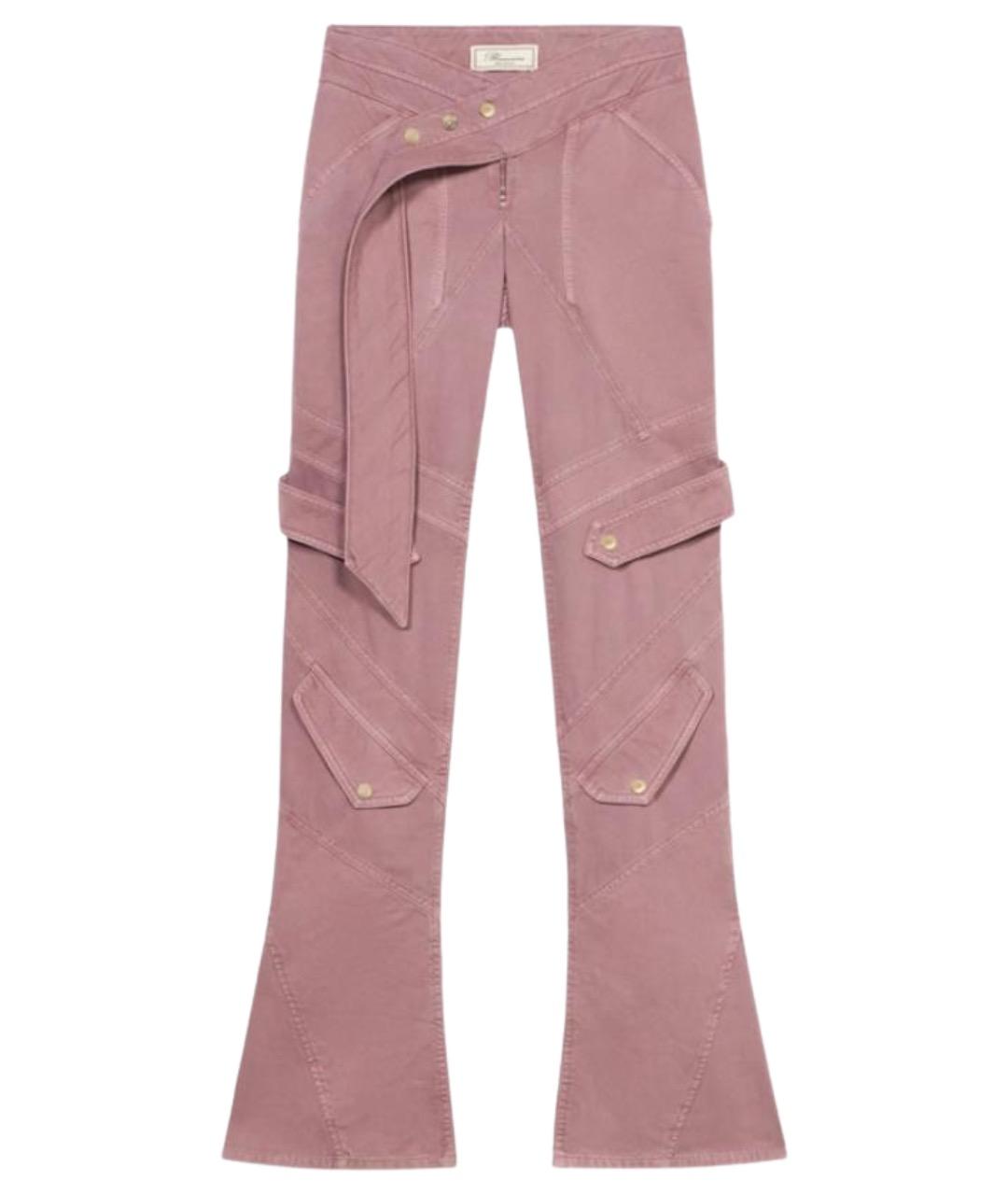 BLUMARINE Розовые хлопковые прямые брюки, фото 1