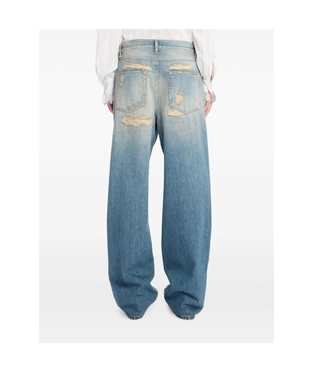 ANN DEMEULEMEESTER Синие хлопковые прямые джинсы, фото 3