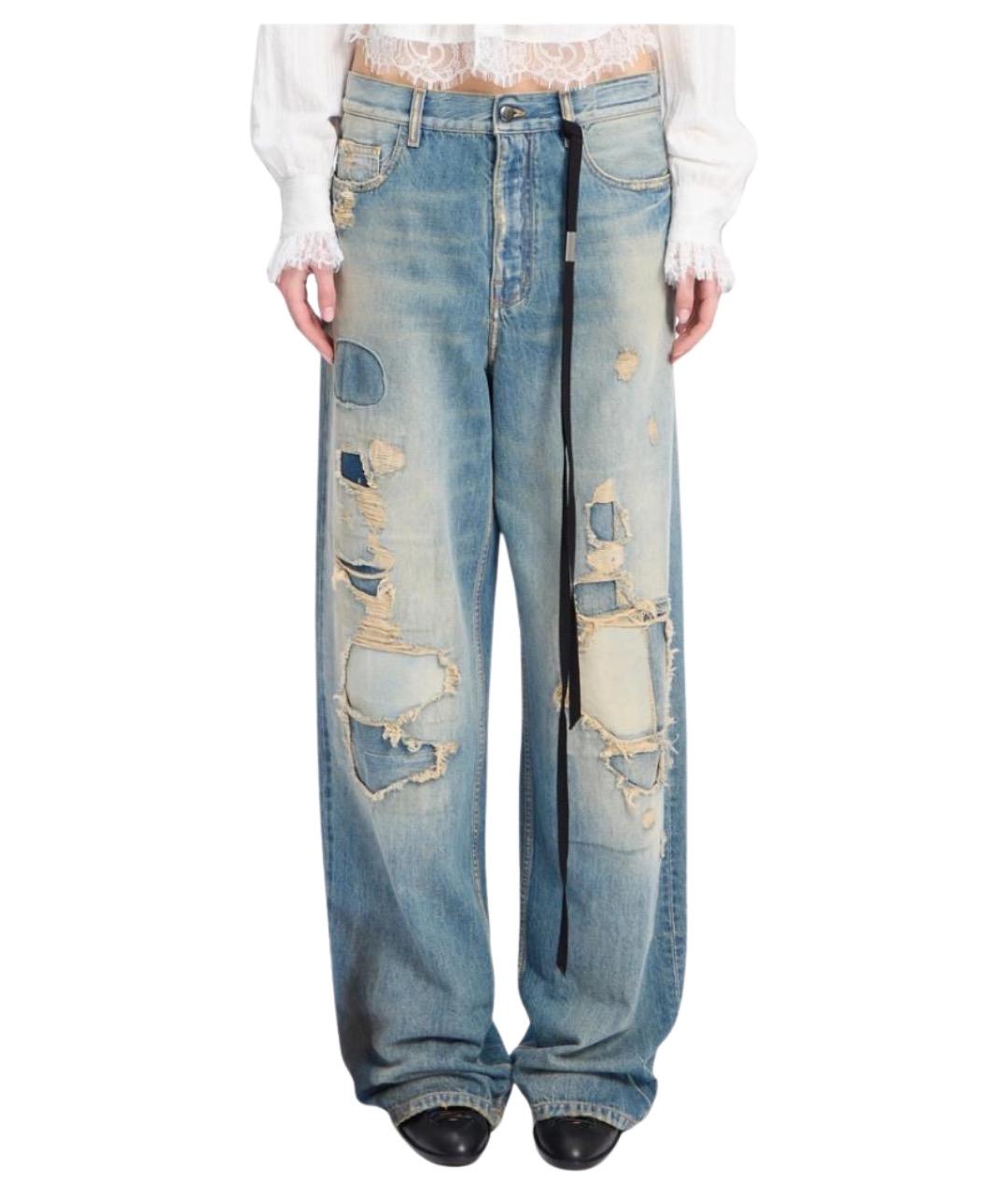 ANN DEMEULEMEESTER Синие хлопковые прямые джинсы, фото 1