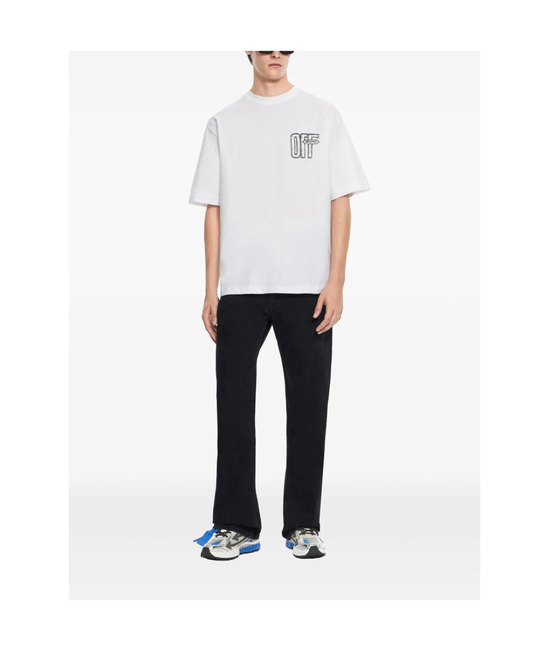 OFF-WHITE Белая хлопковая футболка, фото 4