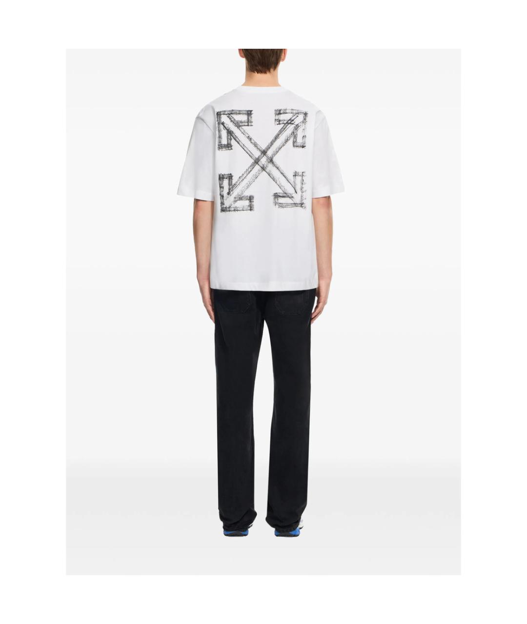 OFF-WHITE Белая хлопковая футболка, фото 5