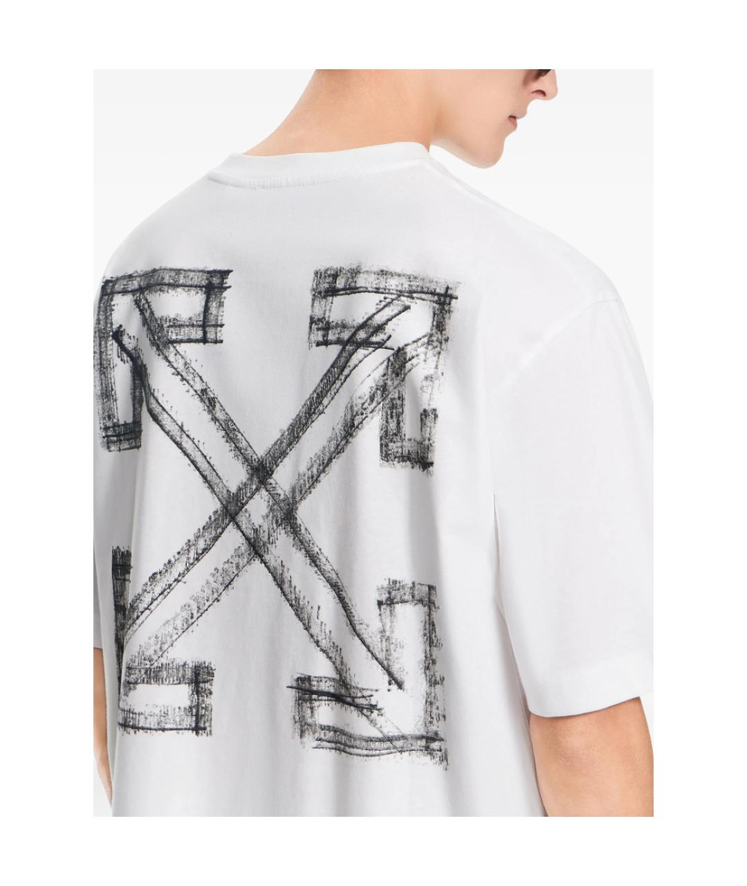 OFF-WHITE Белая хлопковая футболка, фото 3