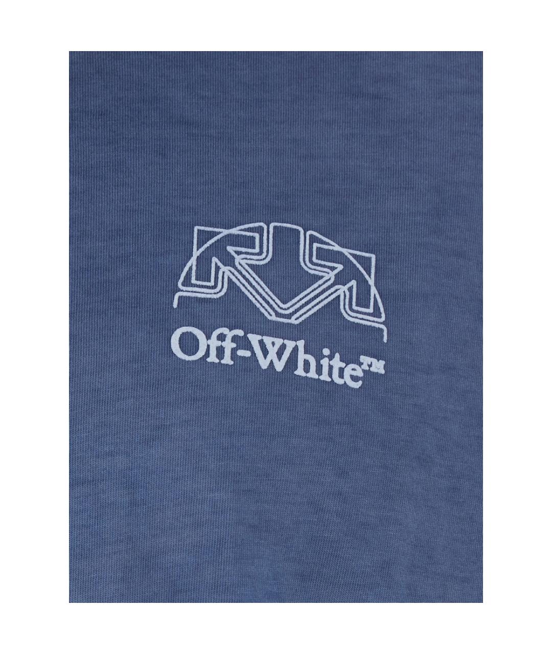 OFF-WHITE Синяя хлопковая футболка, фото 2