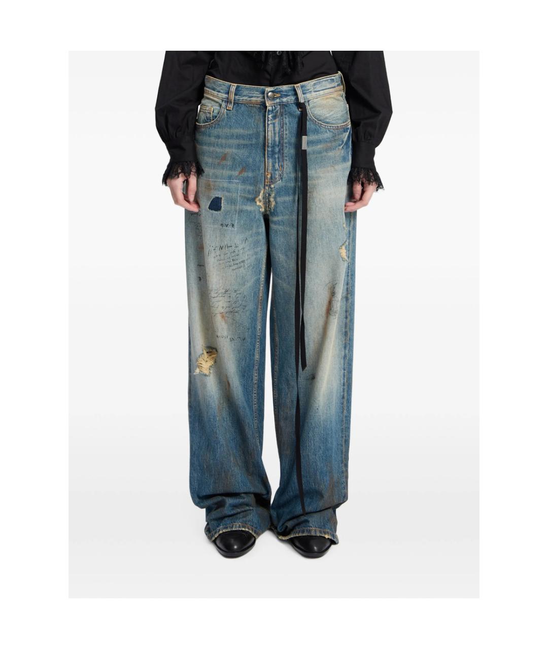 ANN DEMEULEMEESTER Синие хлопковые прямые джинсы, фото 5