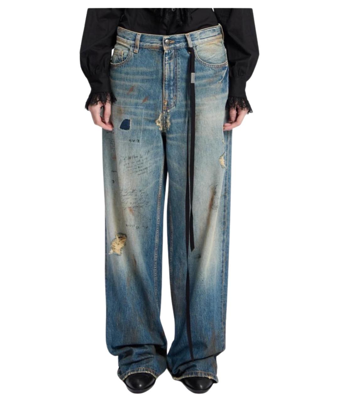 ANN DEMEULEMEESTER Синие хлопковые прямые джинсы, фото 1
