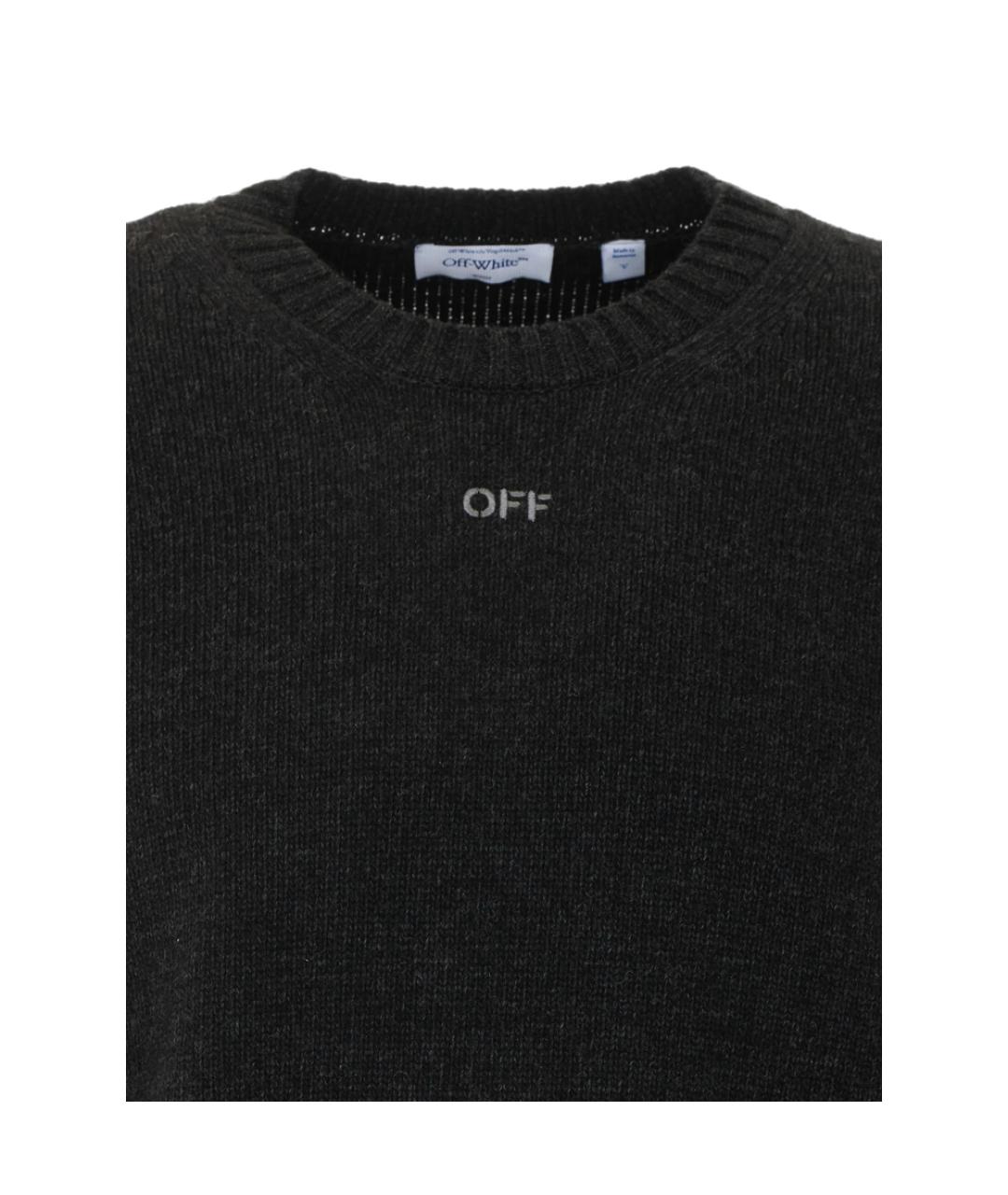 OFF-WHITE Черный шерстяной джемпер / свитер, фото 4