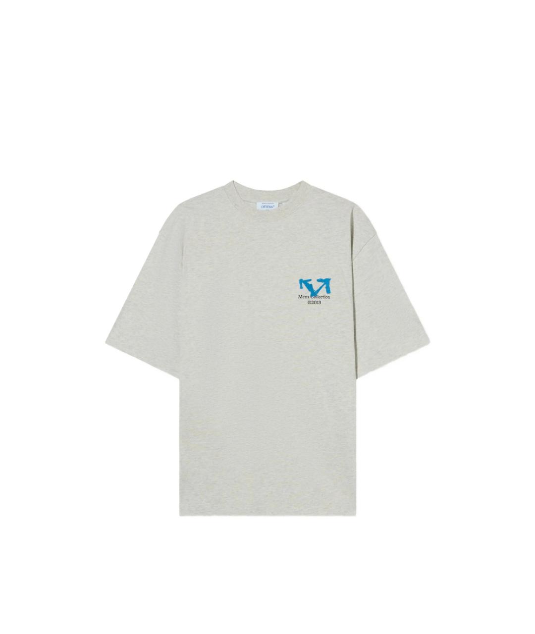OFF-WHITE Серая хлопковая футболка, фото 1