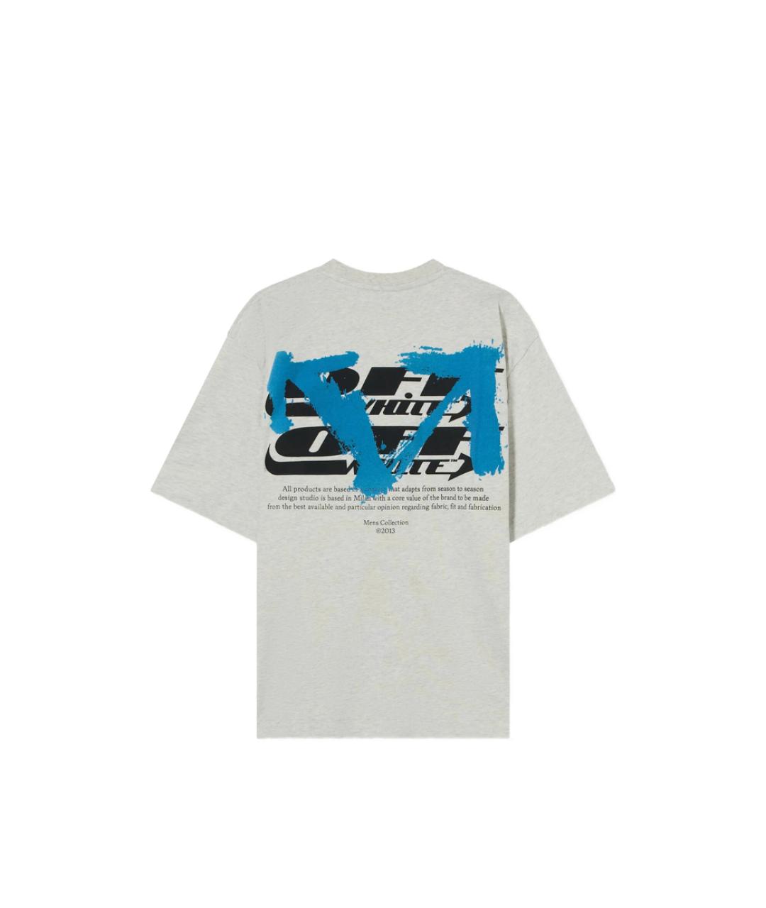 OFF-WHITE Серая хлопковая футболка, фото 2
