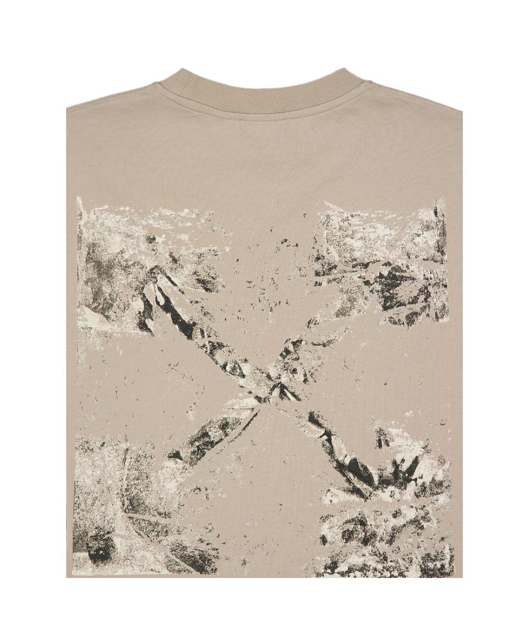 OFF-WHITE Бежевая хлопковая футболка, фото 3