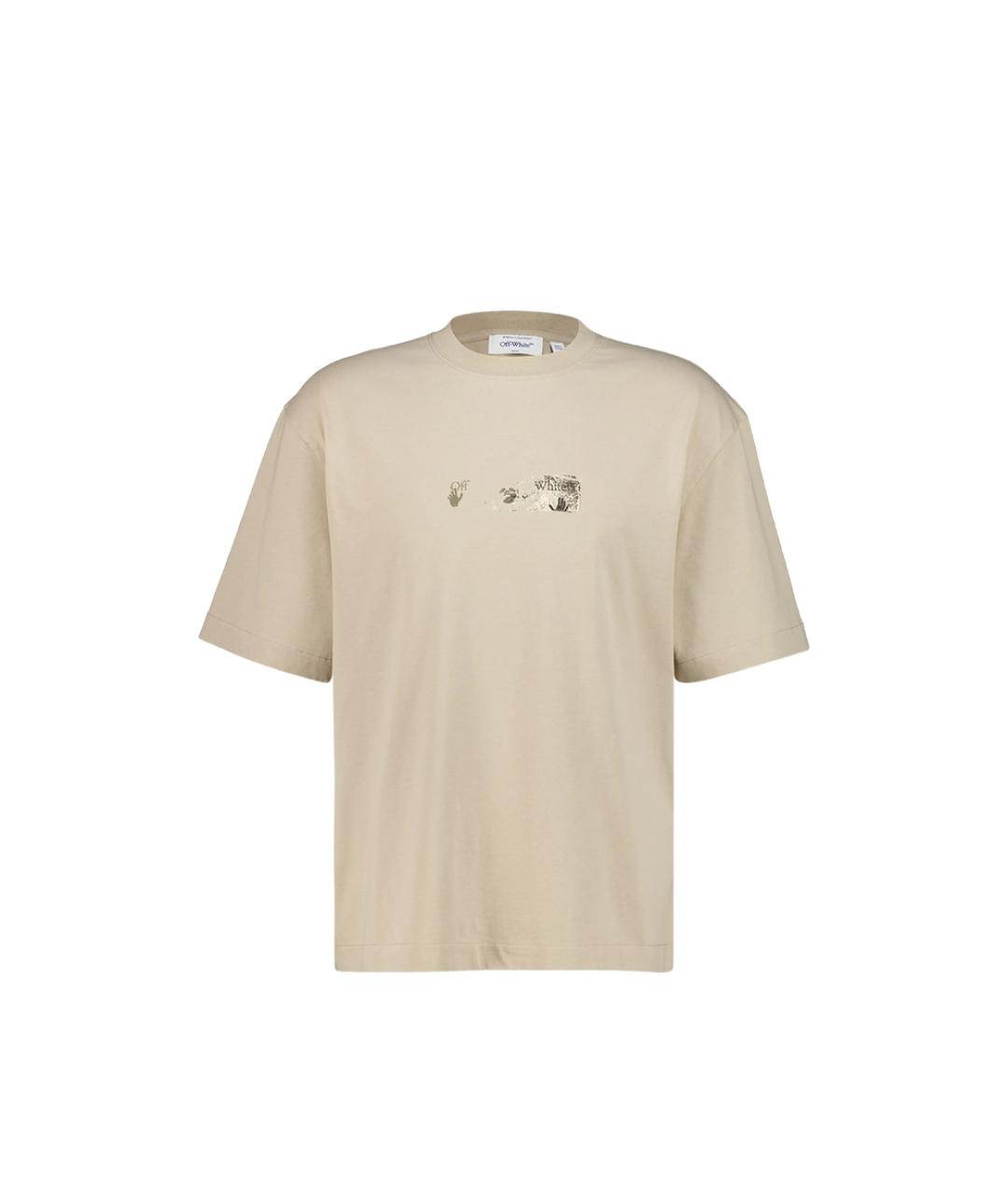 OFF-WHITE Бежевая хлопковая футболка, фото 1