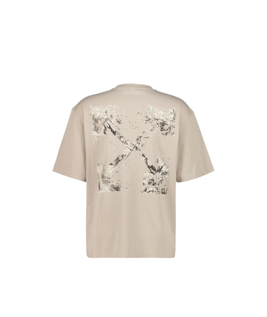 OFF-WHITE Бежевая хлопковая футболка, фото 2