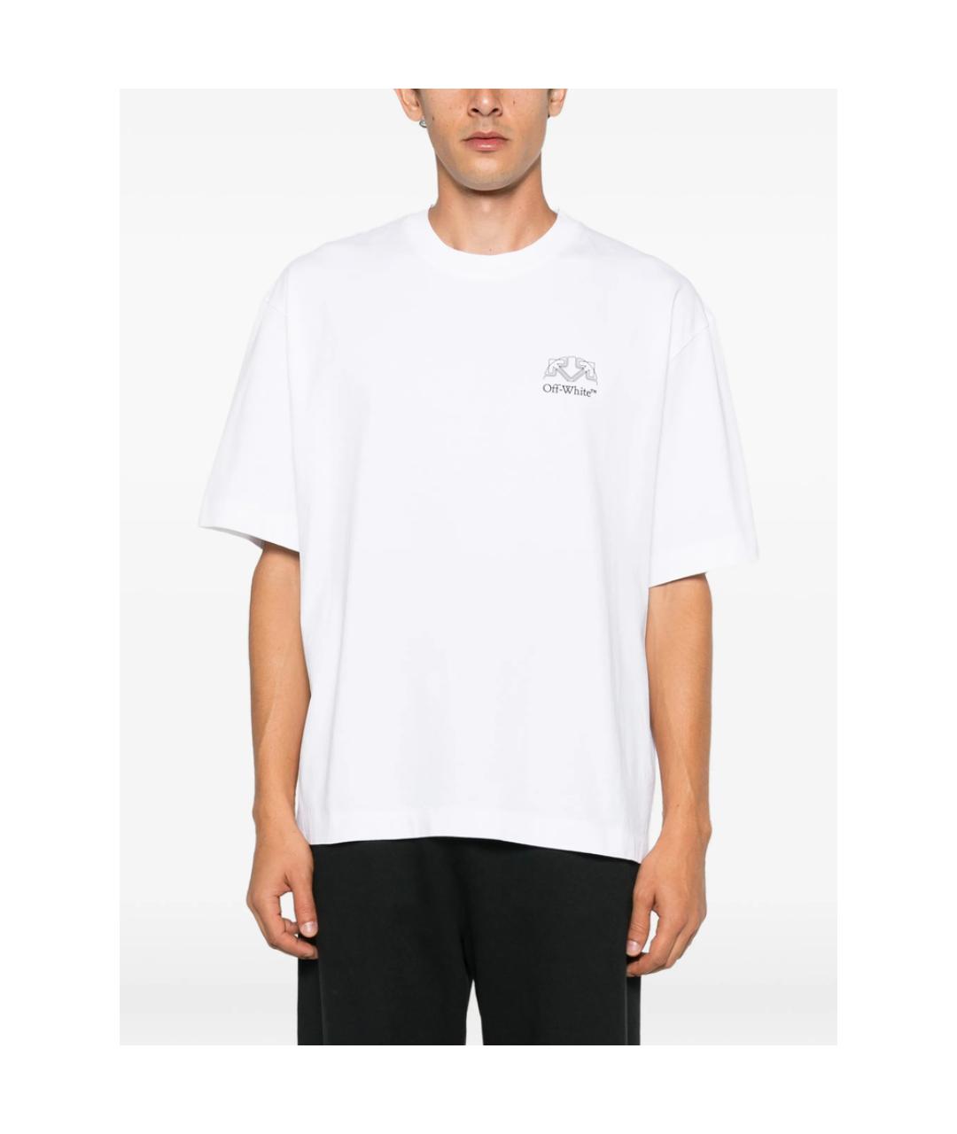 OFF-WHITE Белая хлопковая футболка, фото 3