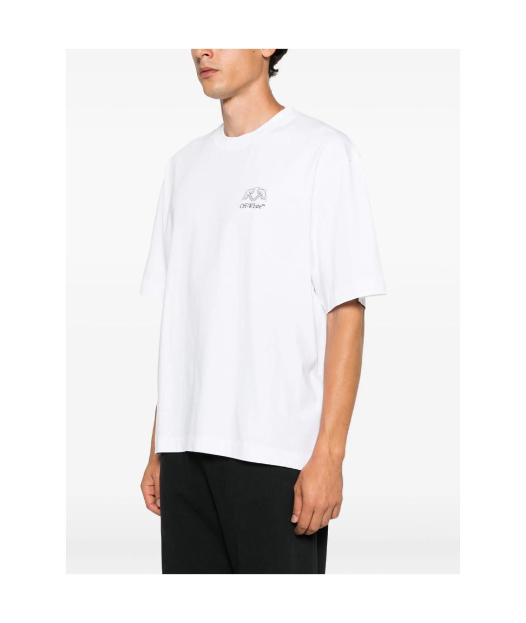 OFF-WHITE Белая хлопковая футболка, фото 4