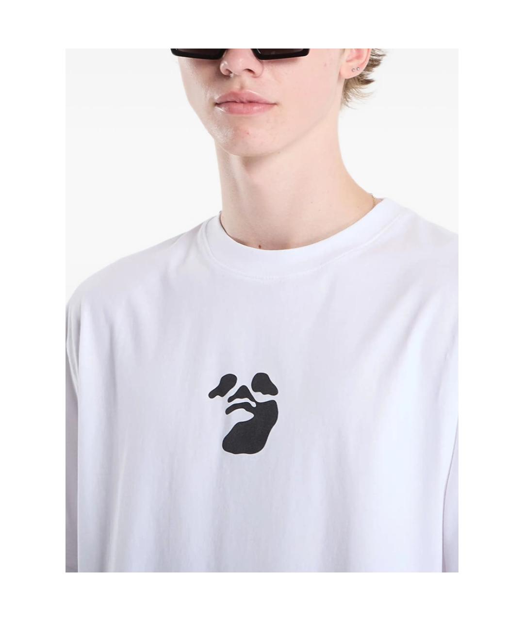 OFF-WHITE Белая хлопковая футболка, фото 4