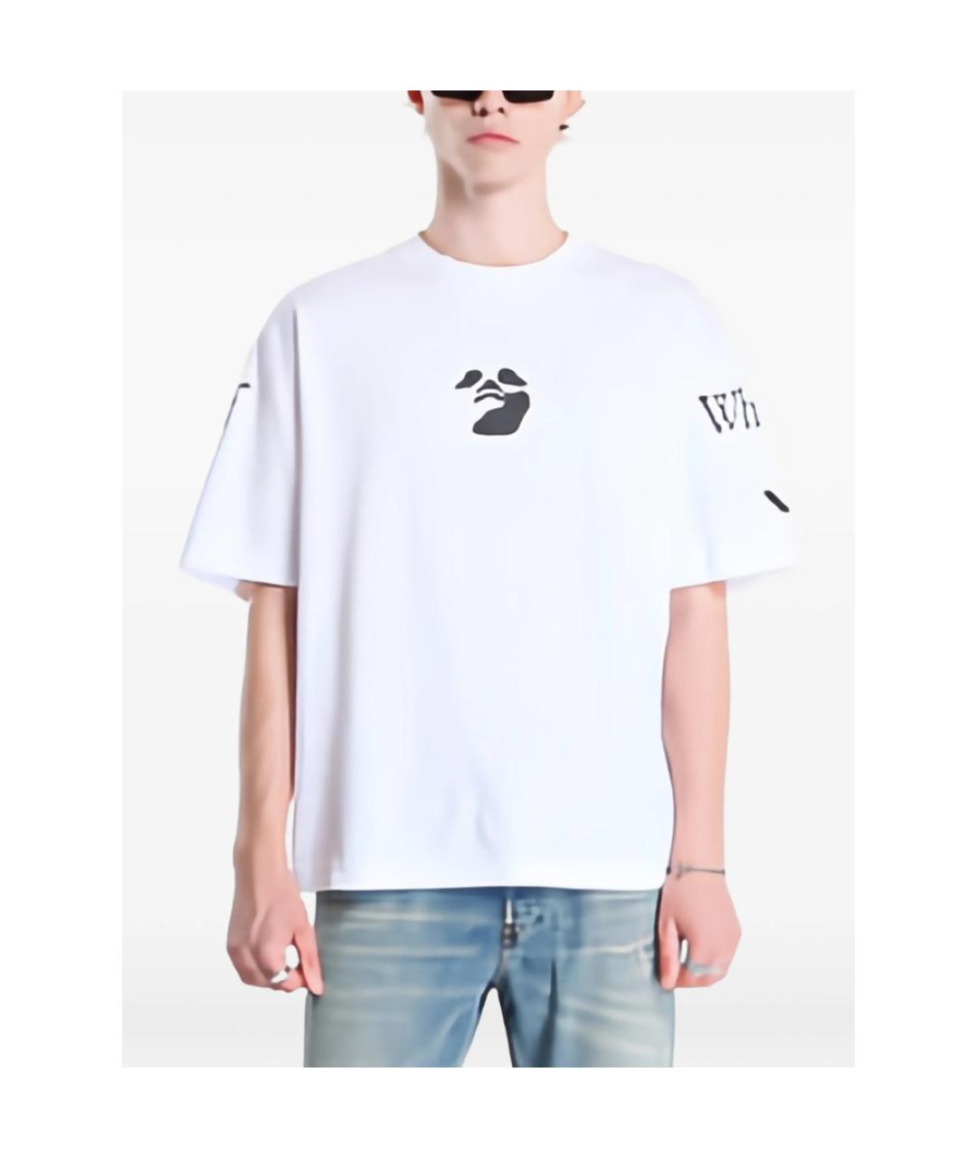 OFF-WHITE Белая хлопковая футболка, фото 6