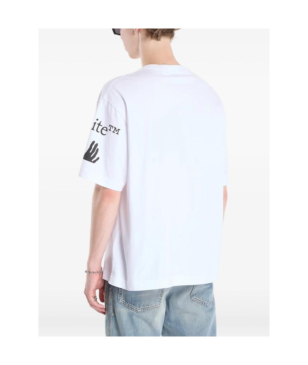 OFF-WHITE Белая хлопковая футболка, фото 2