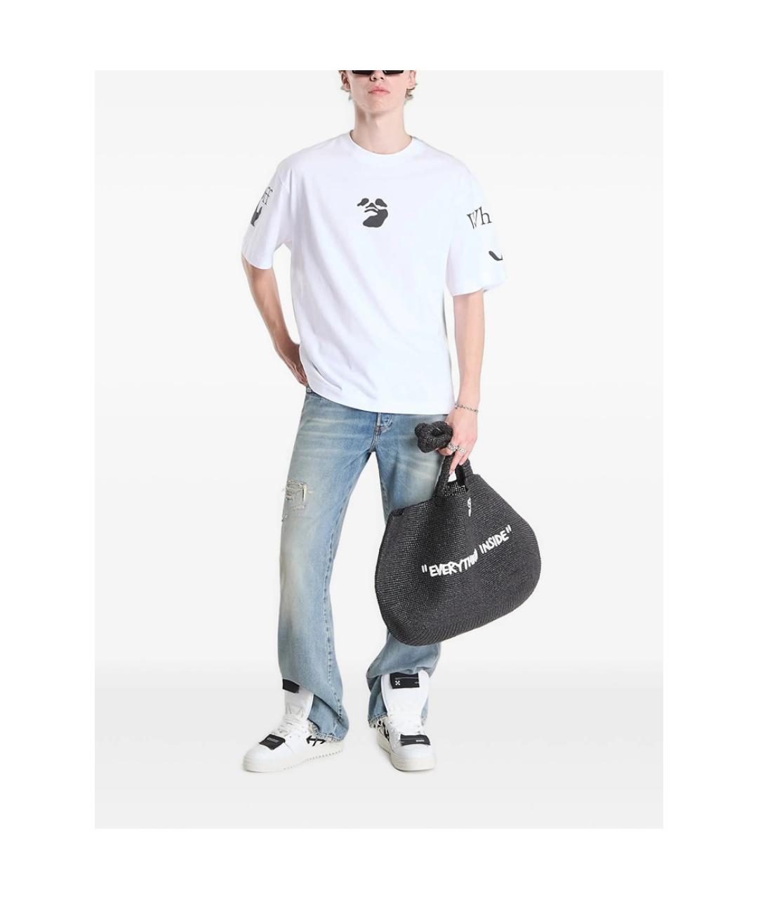 OFF-WHITE Белая хлопковая футболка, фото 3