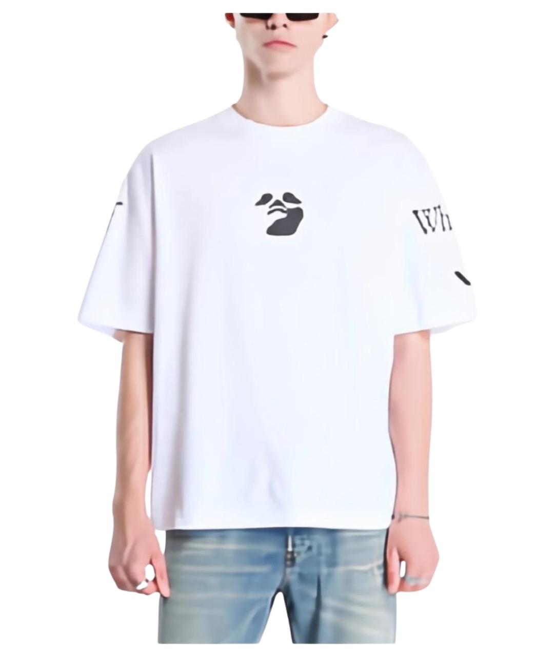 OFF-WHITE Белая хлопковая футболка, фото 1