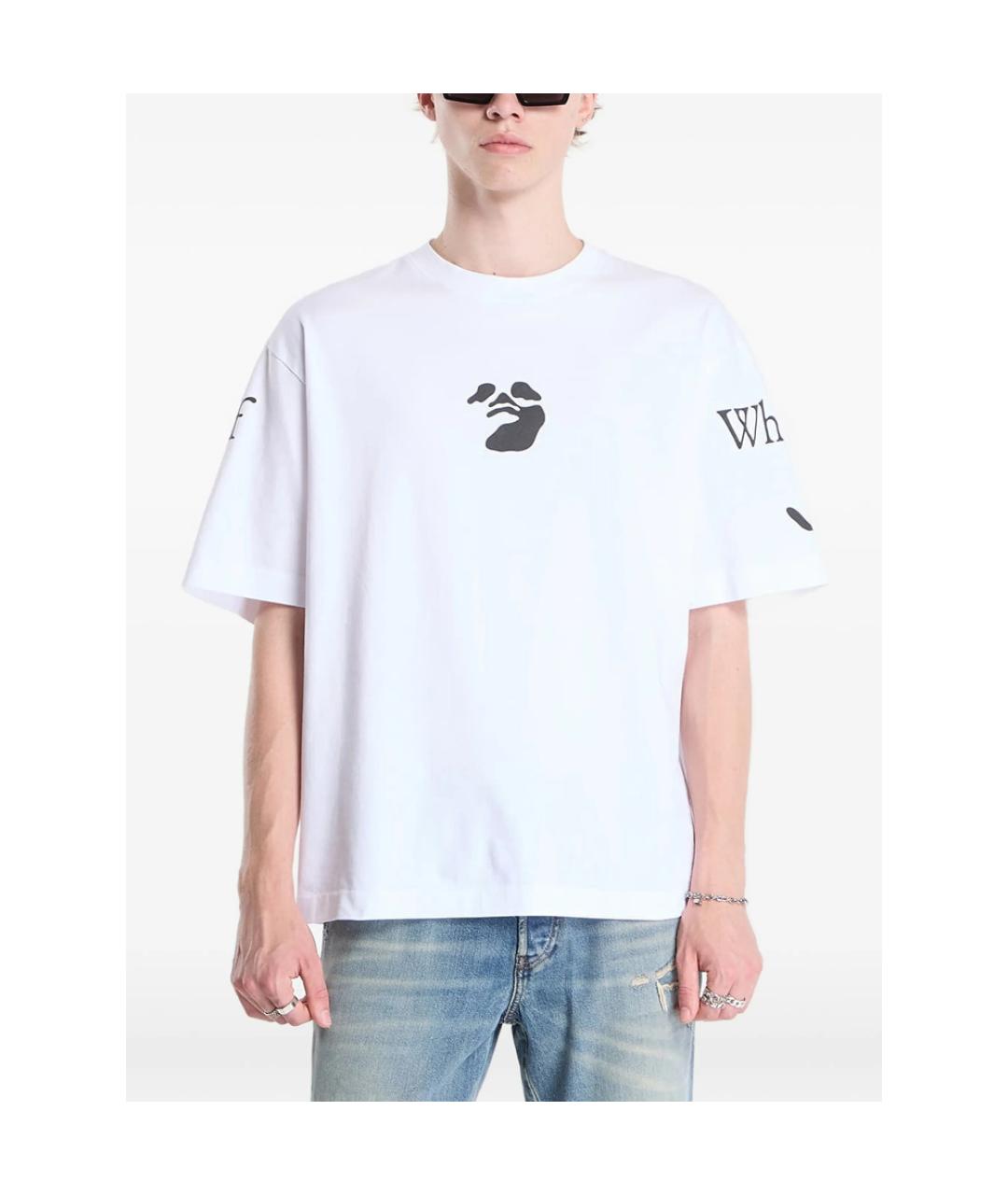 OFF-WHITE Белая хлопковая футболка, фото 5