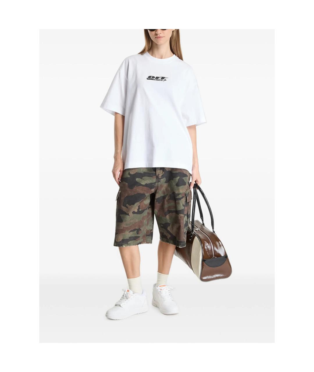 OFF-WHITE Белая хлопковая футболка, фото 4