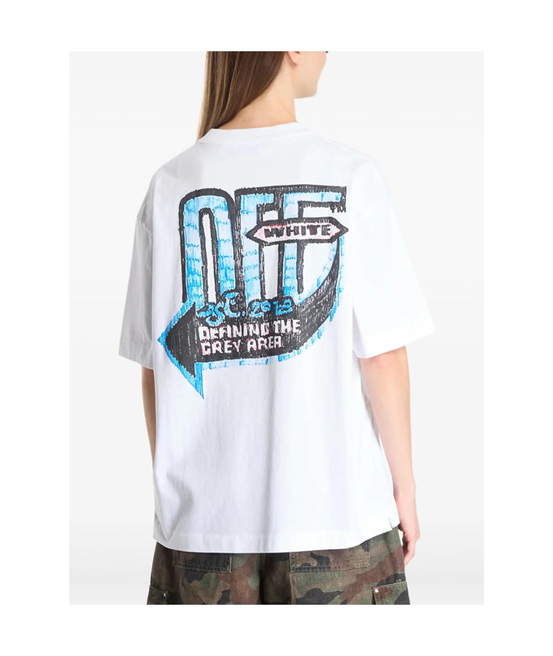 OFF-WHITE Белая хлопковая футболка, фото 3