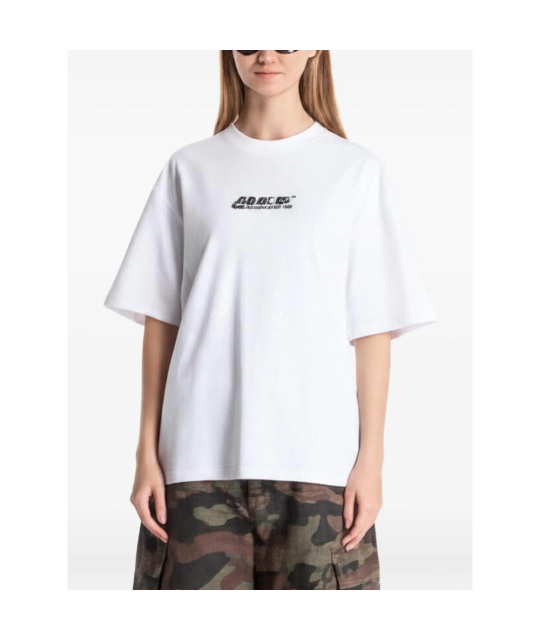 OFF-WHITE Белая хлопковая футболка, фото 6