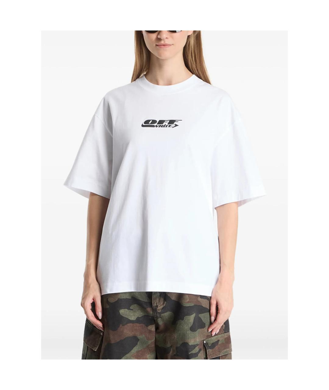 OFF-WHITE Белая хлопковая футболка, фото 5