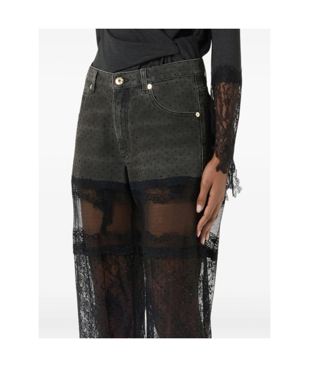 BLUMARINE Черные хлопковые прямые брюки, фото 3