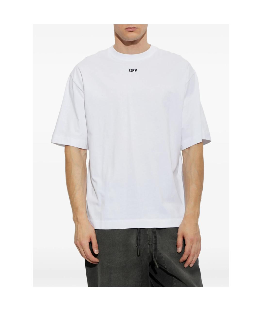 OFF-WHITE Белая хлопковая футболка, фото 6