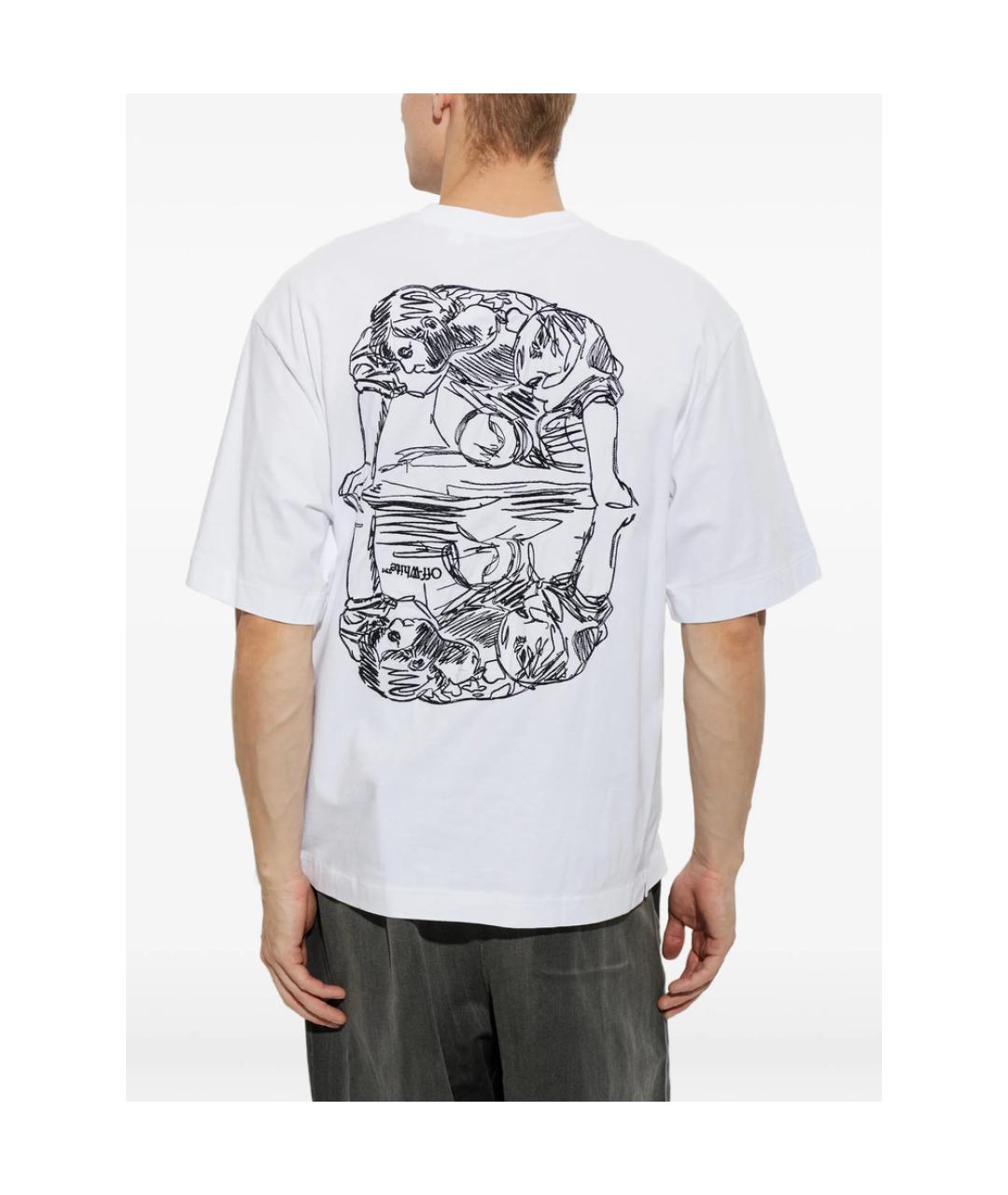OFF-WHITE Белая хлопковая футболка, фото 5