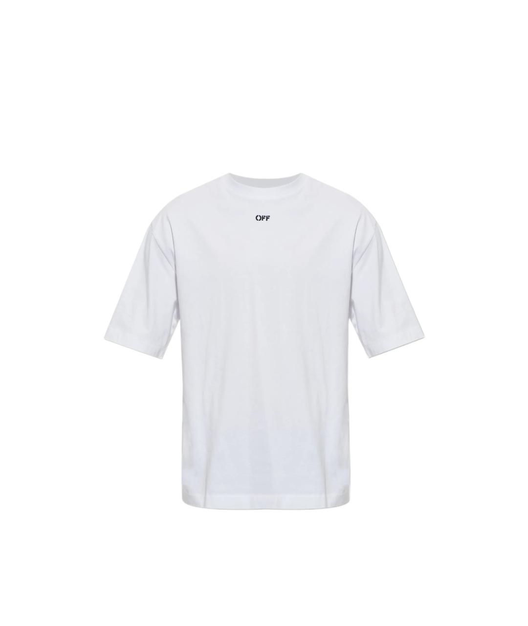 OFF-WHITE Белая хлопковая футболка, фото 4