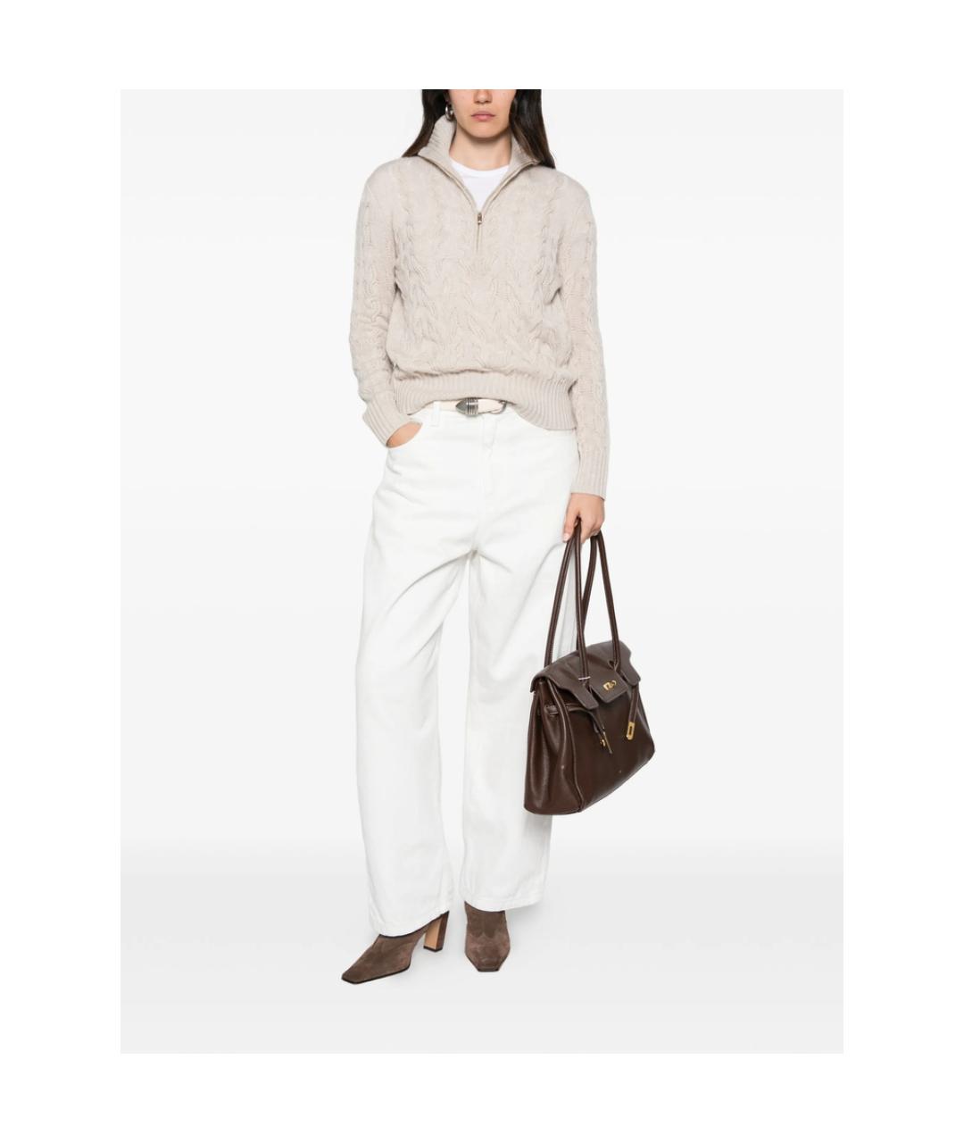 MAX MARA STUDIO Бежевый кашемировый джемпер / свитер, фото 3
