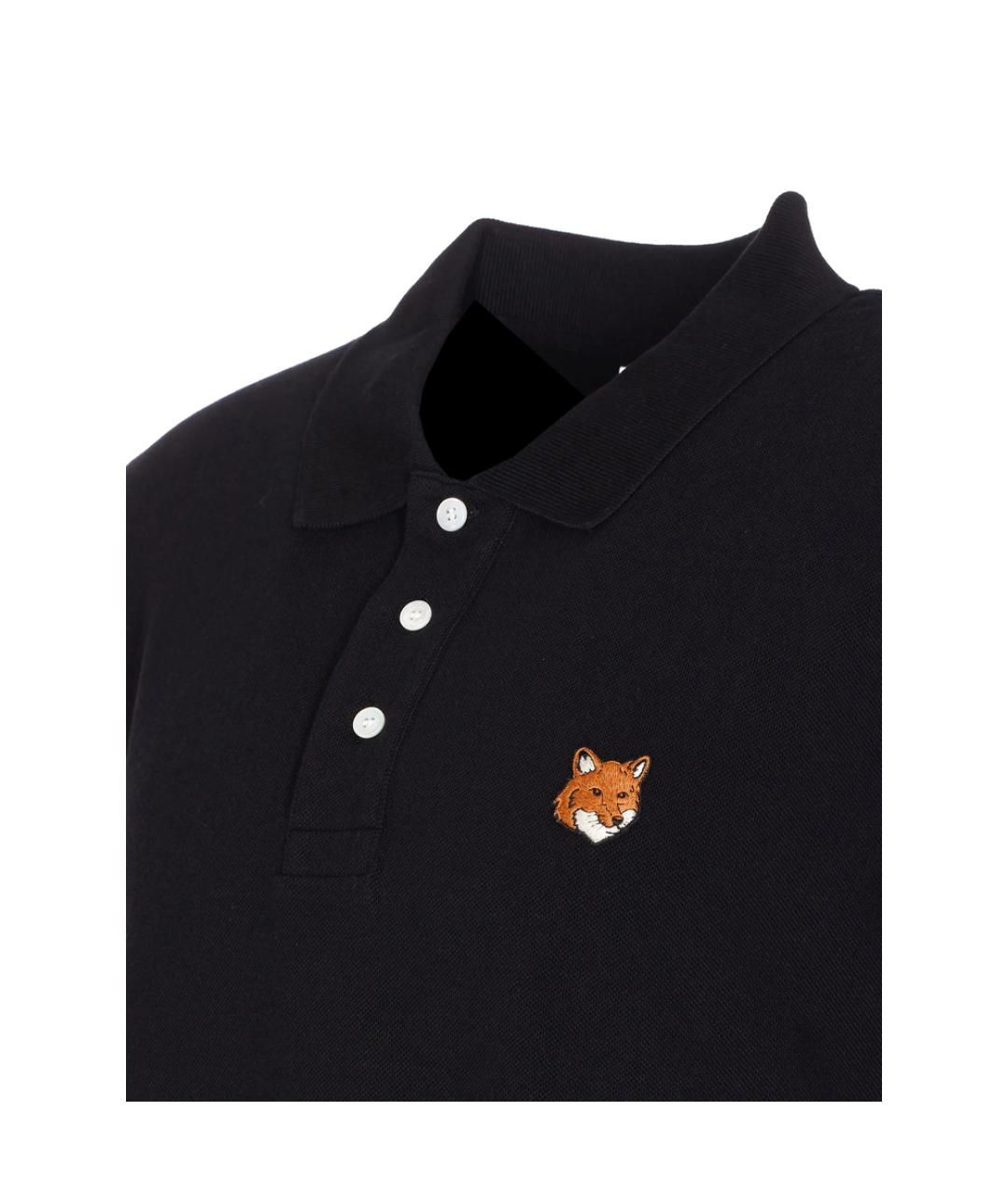 MAISON KITSUNE Черное хлопковое поло с коротким рукавом, фото 4