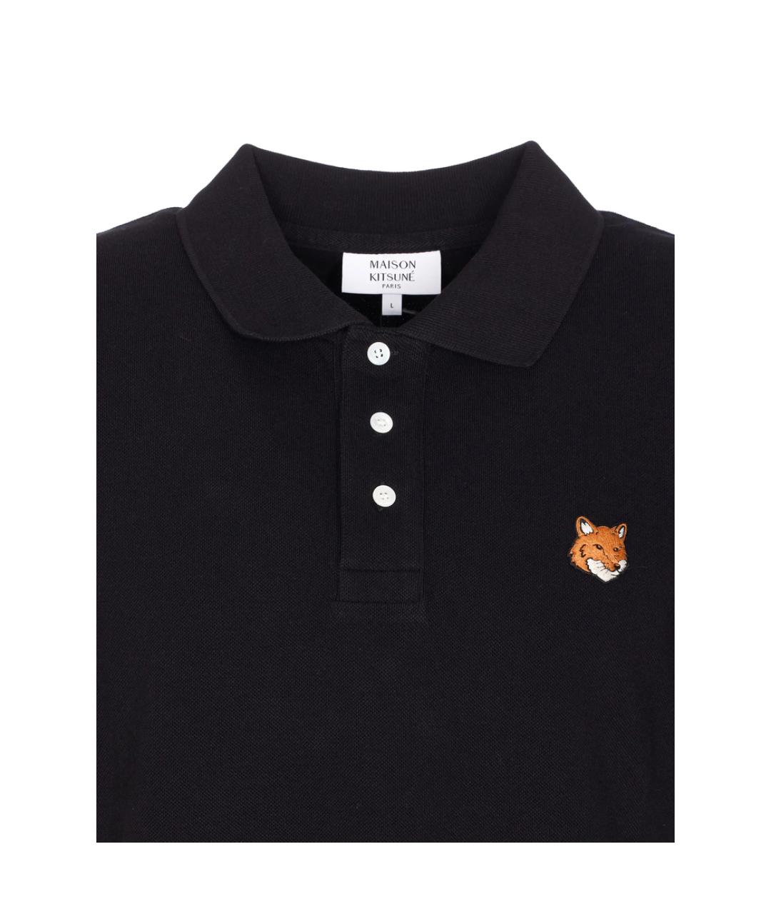 MAISON KITSUNE Черное хлопковое поло с коротким рукавом, фото 3