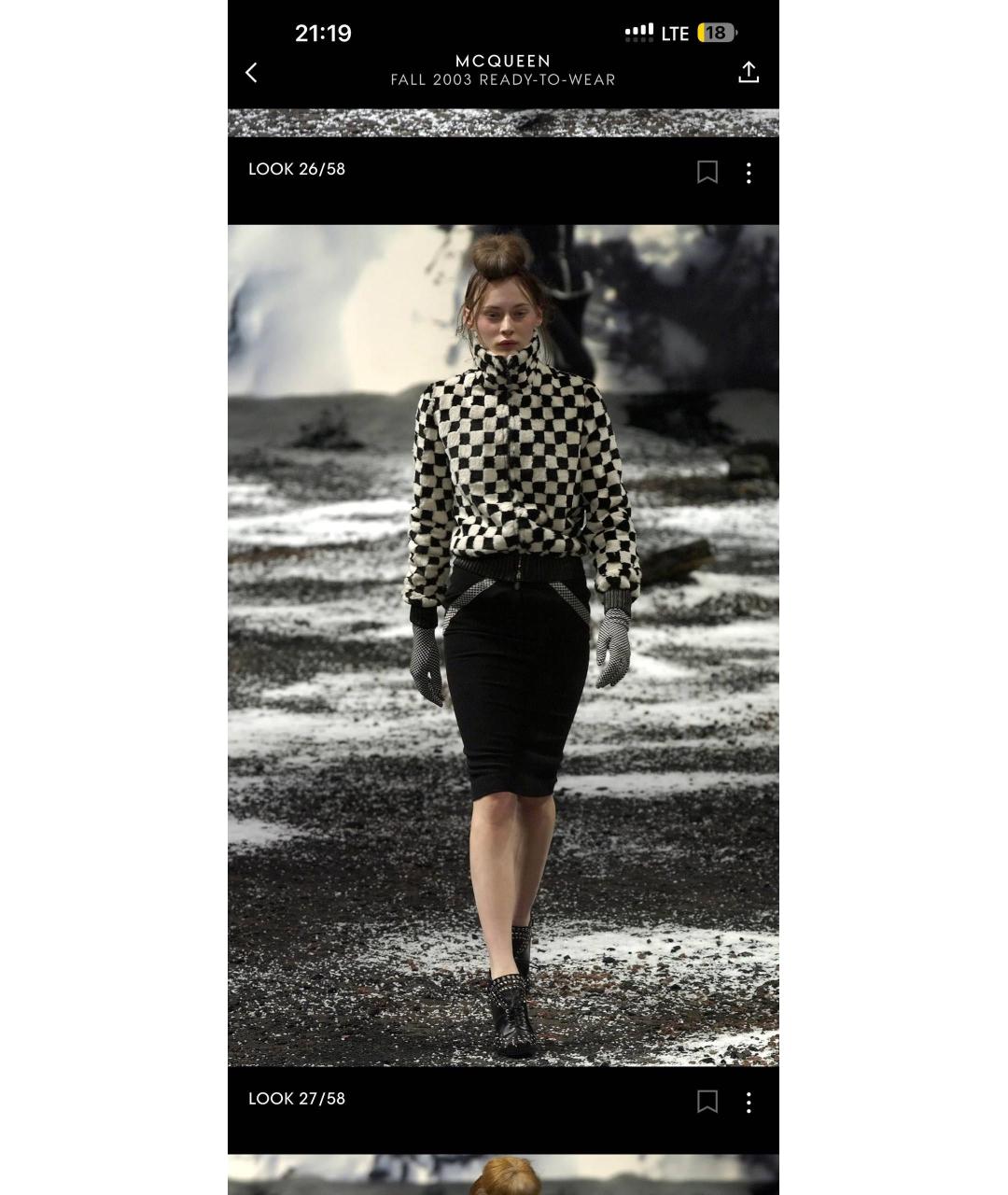 ALEXANDER MCQUEEN Черная шелковая юбка миди, фото 2