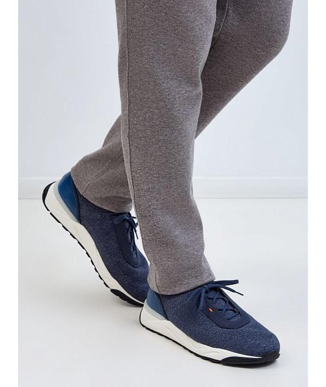 SANTONI Синие текстильные низкие кроссовки / кеды, фото 6