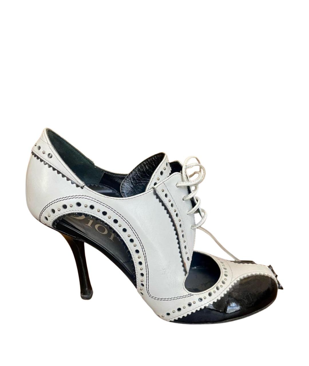 CHRISTIAN DIOR Белые кожаные ботильоны, фото 1
