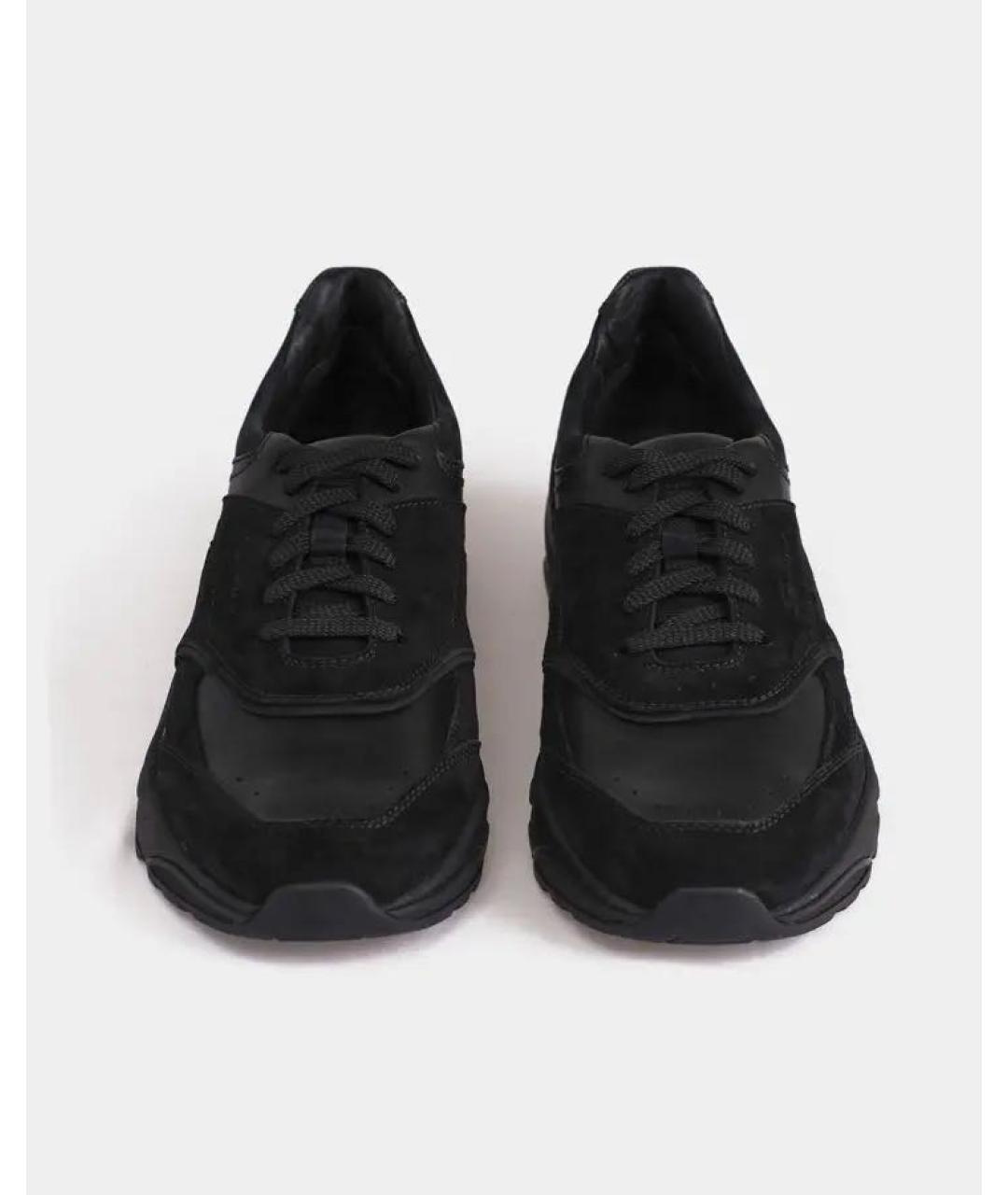 SANTONI Черные кожаные низкие кроссовки / кеды, фото 3