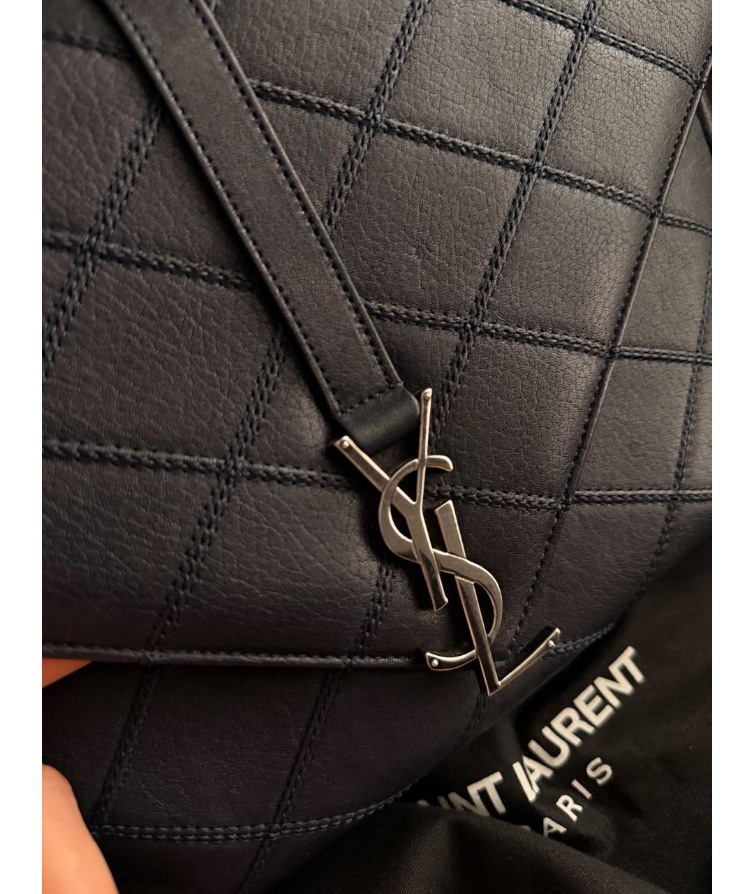 SAINT LAURENT Темно-синяя кожаная сумка через плечо, фото 7